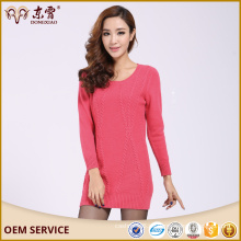 Frauen blass rosa italienischen Merino Wolle Pullover Custom Fit Größe Small